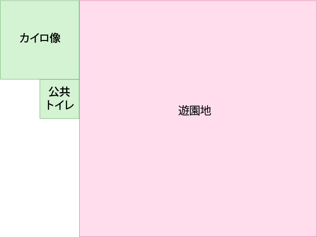 専門街の「カイロランド」は設備の「公共トイレ」と設備の「カイロ像」と産業Bの「遊園地」で出来ています
